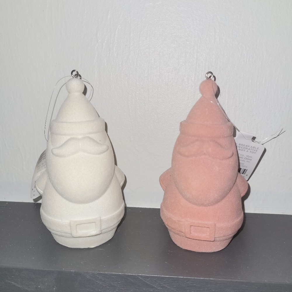 Brand new flocked santa ornaments